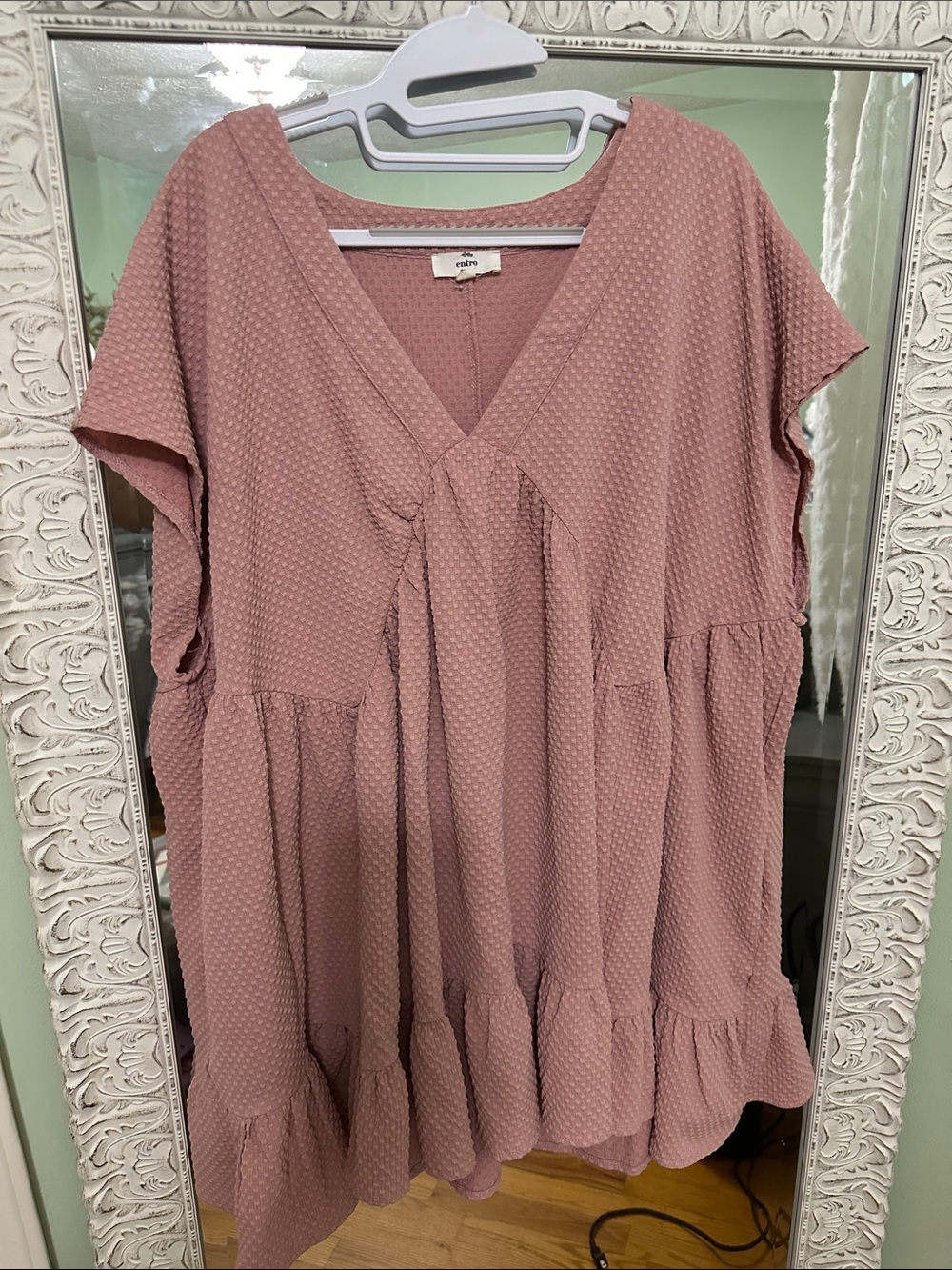 Entro Dusty Rose Textured V-Neck Tunic